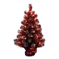 Vickerman 2' x 16" Tinsel Dark Red Fir 50 Clear Lights