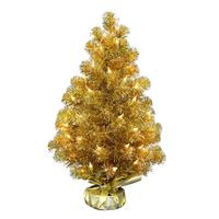 Vickerman 2' x 16" Gold Tinsel Tree 50 Clear Lights