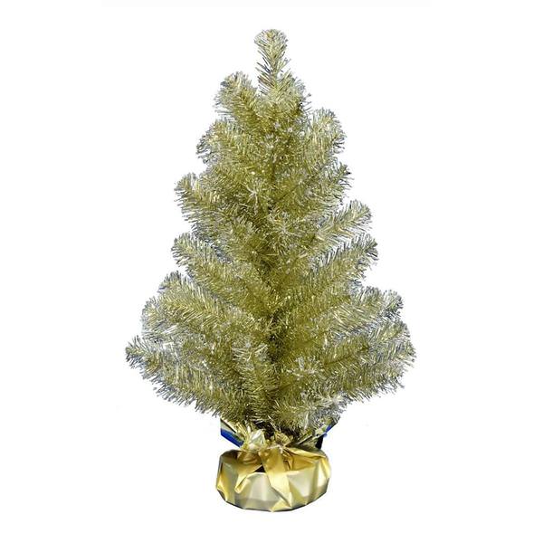 2' x 16" Champagne Tinsel Tree