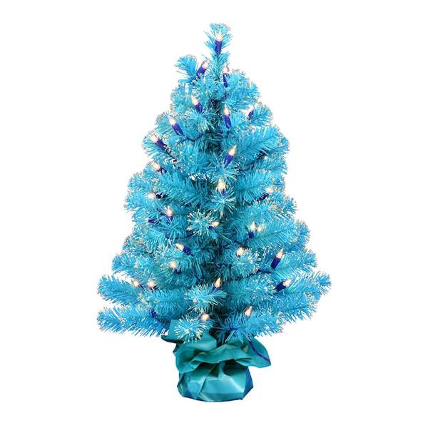 2' x 16" Sky Blue Tinsel 50 Clear Lights