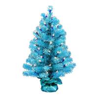 Vickerman 2' x 16" Sky Blue Tinsel 50 Clear Lights