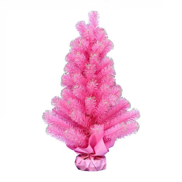 2' x 16" Pink Tinsel Tree