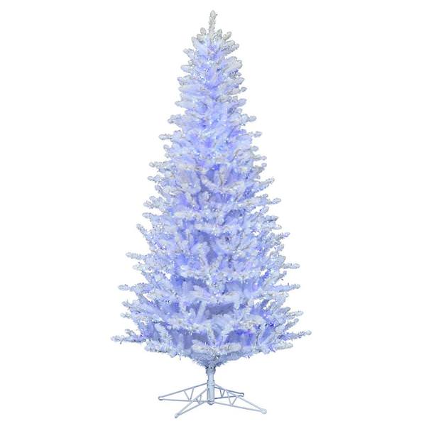 10' x 60" Shiny White Spruce 3450 Pure White and Blue Twinkle Lights