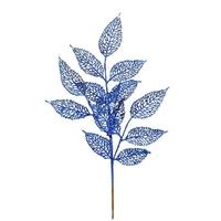 Vickerman 22" Blue Glitter Bay Leaf Lace Spray (12 pack)