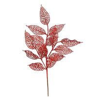 Vickerman 22" Red Glitter Bay Leaf Lace Spray (12 pack)