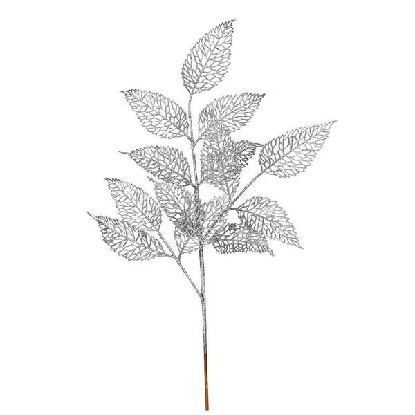 22" Silver Glitter Bay Leaf Lace Spray (12 pack)