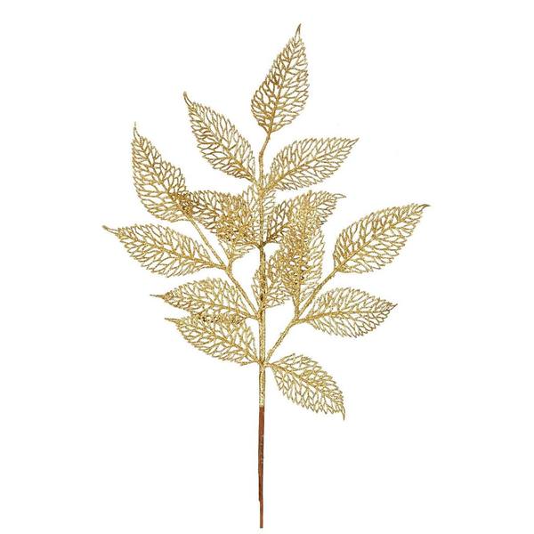 22" Gold Glitter Bay Leaf Spray (12 pack)