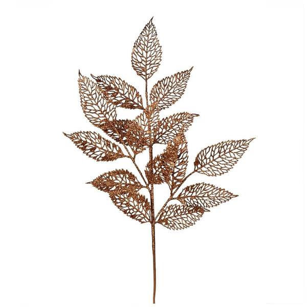 22" Copper Glitter Bay Leaf Lace Spray (12 pack)