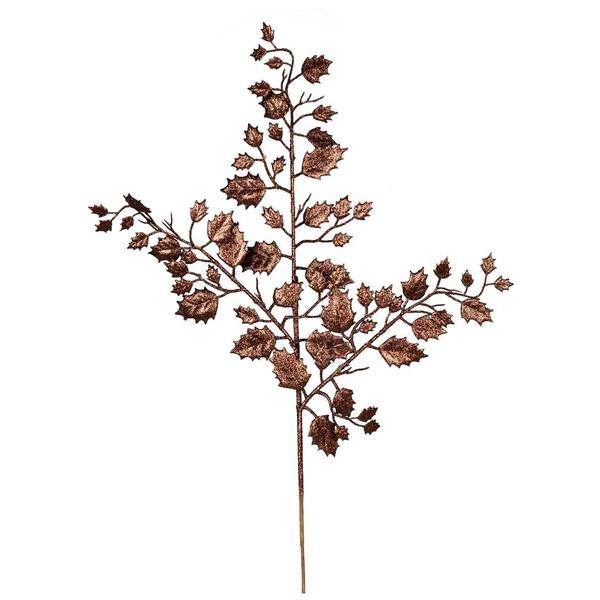 27" Chocolate Glitter Holly Leaf Spray (12 pack)