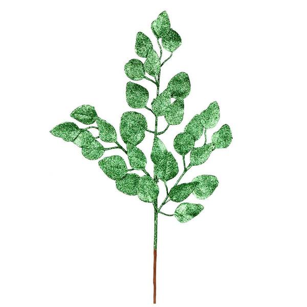 21" Green Glitter Ash Leaf Spray (12 pack)
