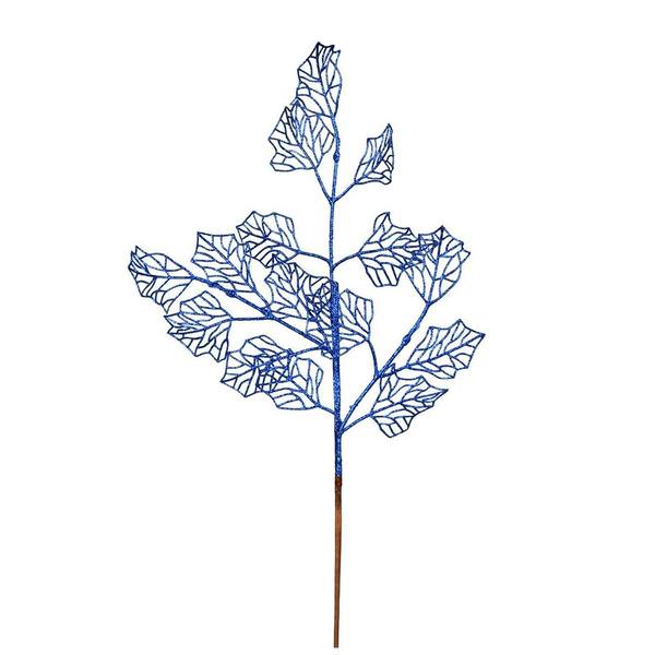 21" Blue Glitter Holly Leaf Lace Spray (12 pack)