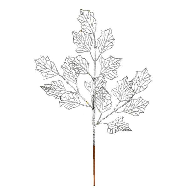 21" Silver Glitter Holly Leaf Lace Spray (12 pack)