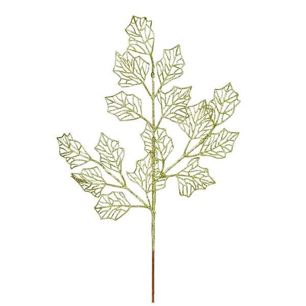 21" Lime Glitter Holly Leaf Lace Spray (12 pack)