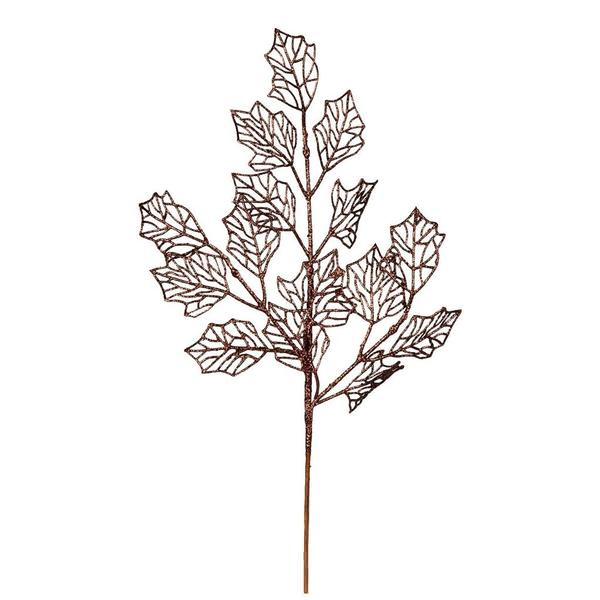 21" Chocolate Glitter Holly Leaf Lace Spray (12 pack)