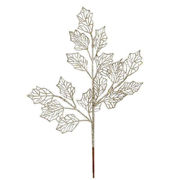 21" Champagne Glitter Holly Leaf Lace Spray (12 pack)
