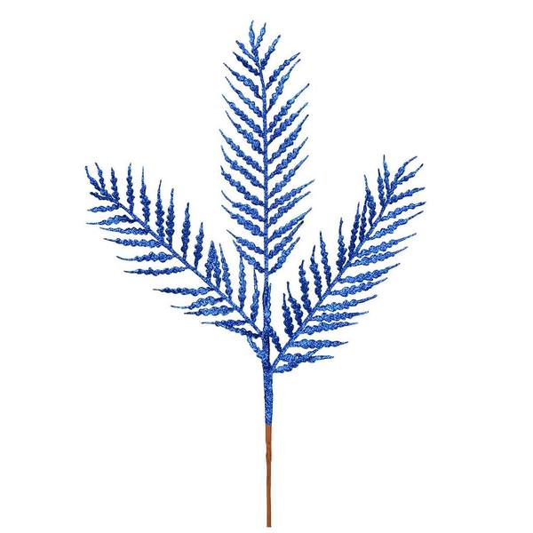 21" Blue Glitter Fern Spray (12 pack)