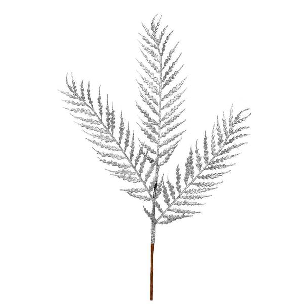 21" Silver Glitter Fern Spray (12 pack)