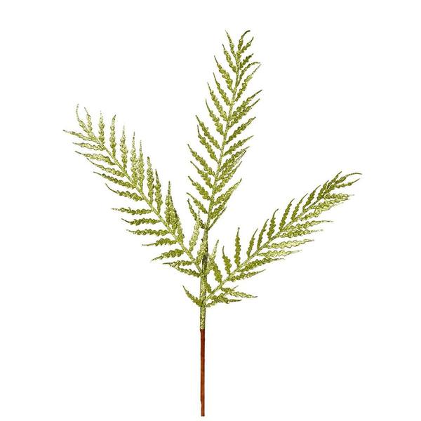 21" Lime Glitter Feather Fern Spray (12 pack)