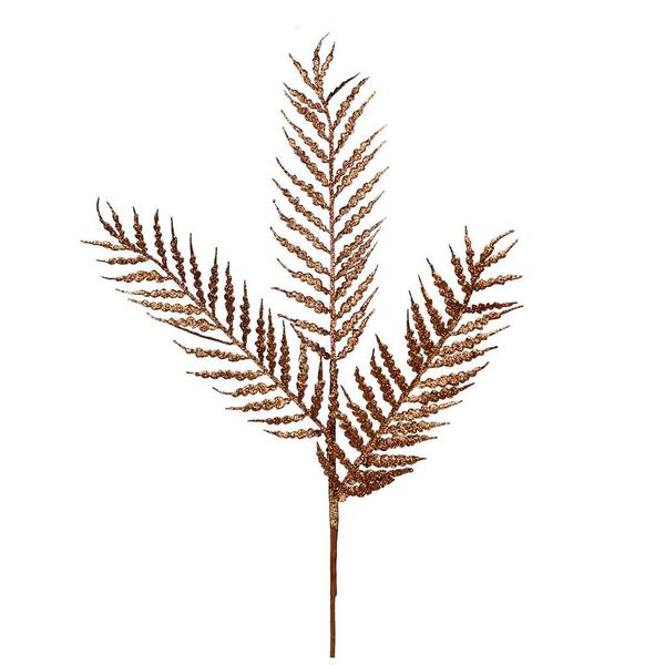 21" Copper Glitter Fern Spray (12 pack)