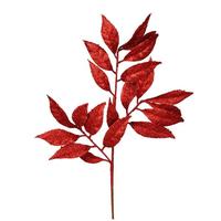 Vickerman 21" Red Glitter Bay Leaf Spray (12 pack)