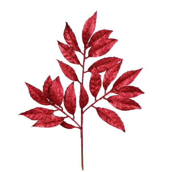 21" Burgundy Glitter Bay Leaf Spray (12 pack)