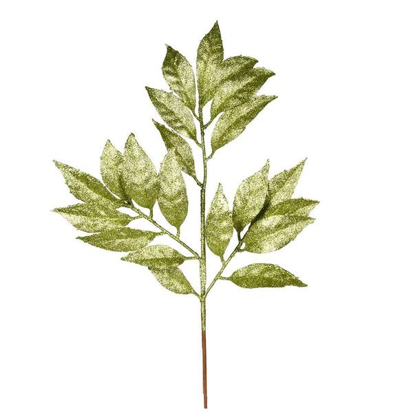 21" Lime Glitter Bay Leaf Spray (12 pack)