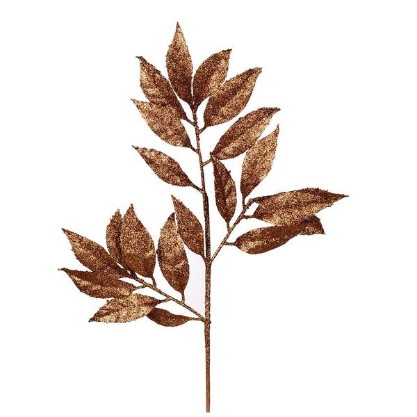 21" Copper Glitter Bay Leaf Spray (12 pack)