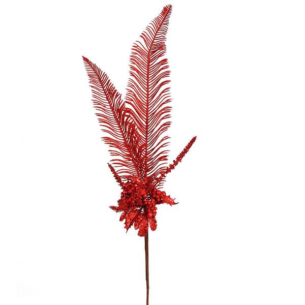 30" Red Glitter Fern Berry Spray Christmas Decoration (2 Pack)