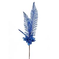 View 30" Blue Glitter Fern Berry Spray Christmas Decoration