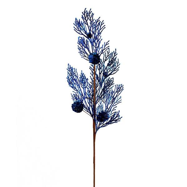 36" Blue Shiny Pine Cone Artificial Spray Christmas Decoration (3 Pack)