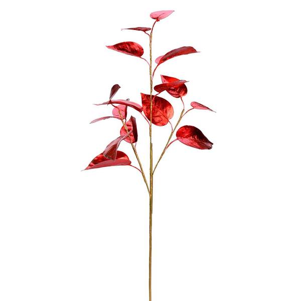 33" Red Shiny Leaf Spray Christmas Decoration (2 Pack)