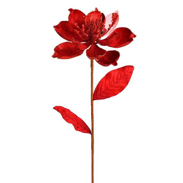 30" Red Glitter Magnolia Spray Christmas Decoration (2 Pack)