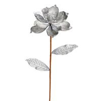 View 30" Silver Glitter Magnolia Spray Christmas Decoration (2 pack)
