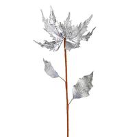 Vickerman 32" Silver Glitter Poinsettia Spray Christmas Decoration (2 Pack)