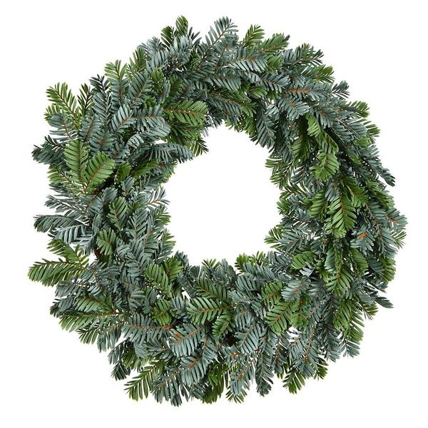 24" Artificial Green Woolsey Pine Christmas Wreath