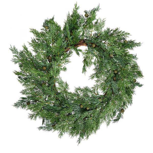 23" Artificial Green Stovall Cedar Pine Wreath