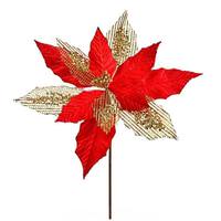 Vickerman 13" Red Poinsettia Mesh Spray (6 pack)