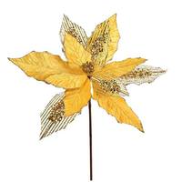 Vickerman 13" Gold Poinsettia Mesh Spray (6 pack)
