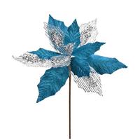 Vickerman 13" Turquoise Poinsettia Mesh Spray (6 pack)