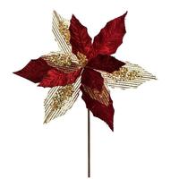 Vickerman 13" Burgundy Poinsettia Mesh Spray (6 pack)