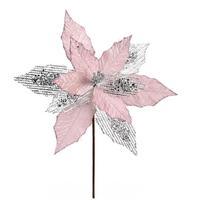 Vickerman 13" Artificial Pink Poinsettia Mesh Spray (6 pack)