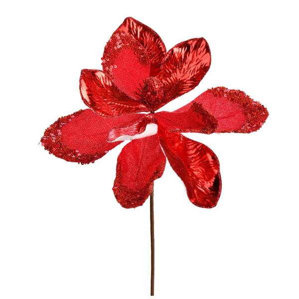 11" Red Magnolia Glitter Spray (6 pack)