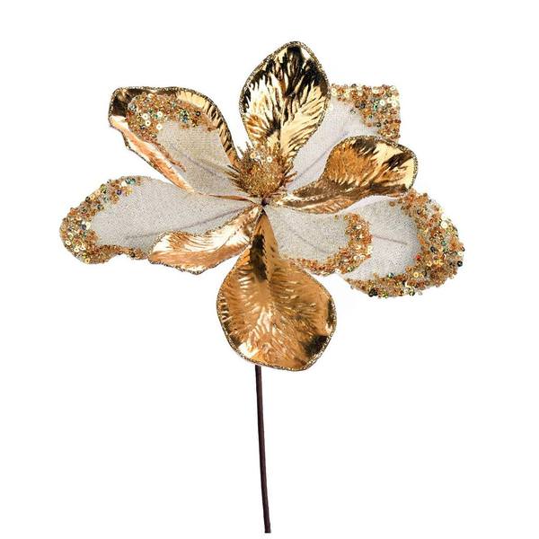 11" Gold Magnolia Glitter Spray (6 pack)