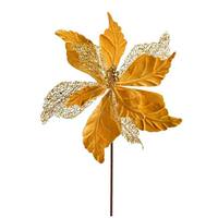 Vickerman 12" Gold Poinsettia Velvet Spray (6 pack)