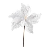 Vickerman 12" White Poinsettia Velvet Spray (6 pack)
