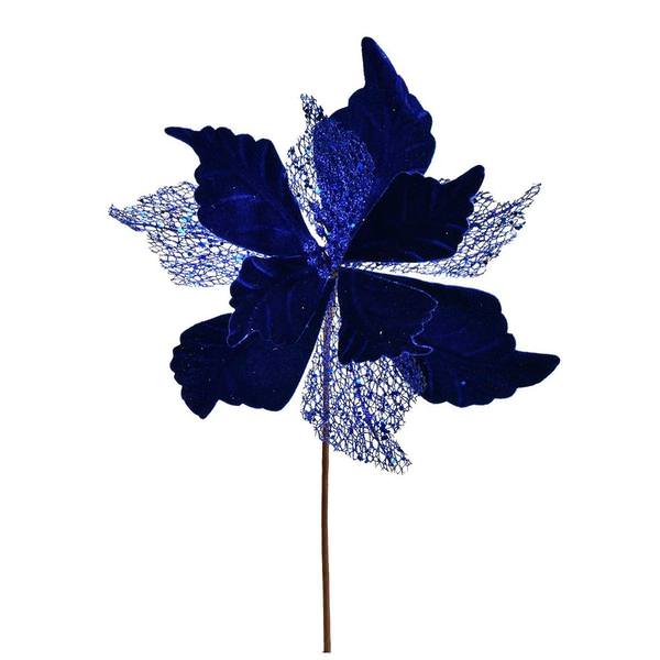 12" Turquoise Velvet Poinsettia Spray (6 pack)