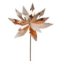 Vickerman 13" Rose Gold Shiny Poinsettia Ornament Pick (6 pack)