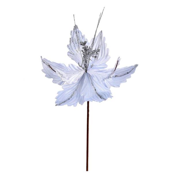 12" Silver Poinsettia Spray (6 pack)
