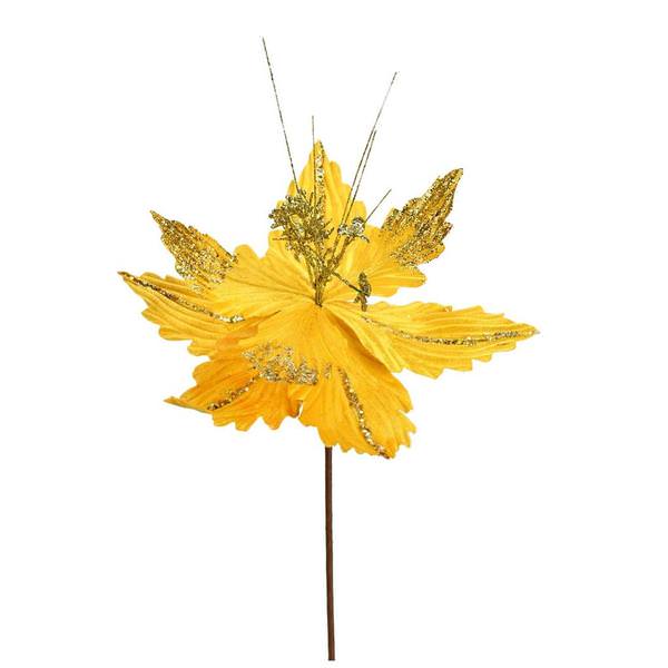 12" Gold Poinsettia Spray (6 pack)