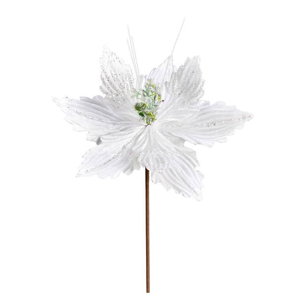 12" White Poinsettia Spray (6 pack)